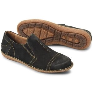 Born Nampa Slip-Ons In Black Nubuck Leather, Size 8